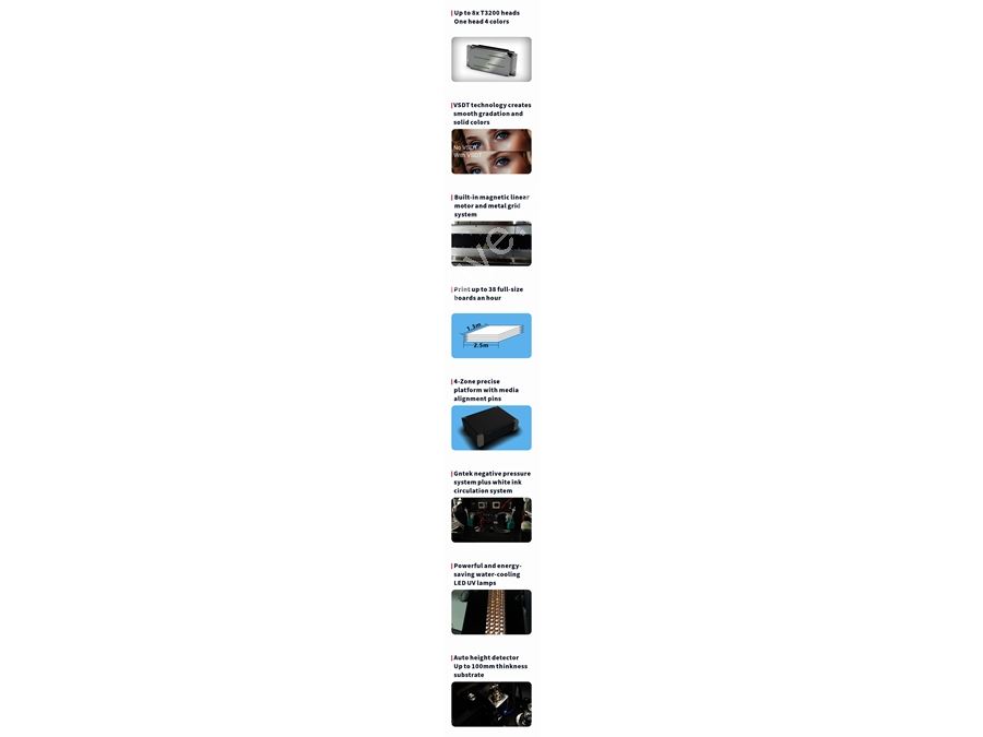 250 Cm X 130 Cm 4-8 Kafalı Pro Flatbed (Tabaka) Led Uv Baskı Makinesi