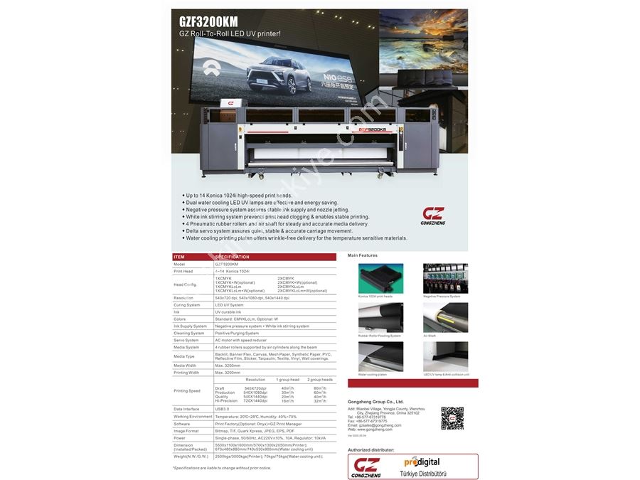 320 Cm 14 Kafalı Rulo'an Ruloya Led Uv Baskı Makinesi