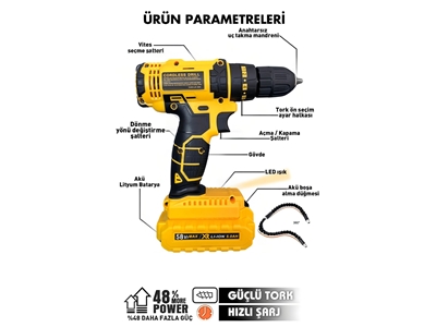 Plastic Chuckless 58V Cordless Drill Cordless Drill Set - 3
