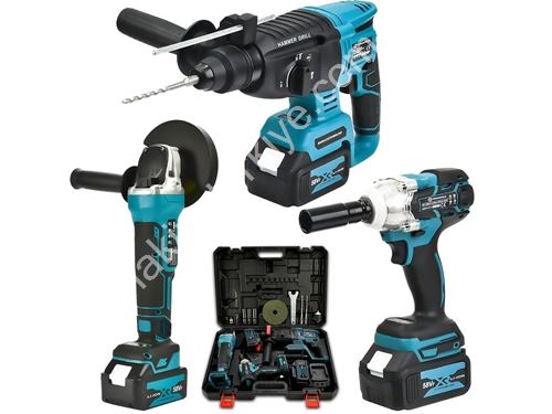 Akülü 58V 3Lü Kırıcı Delici Hilti Taşlama Ve Somun Sökme Set