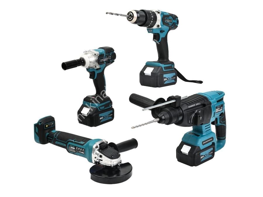 Ensemble de 4 machines pour dévisser, percer et découper avec un perforateur visseur sans fil de 58V