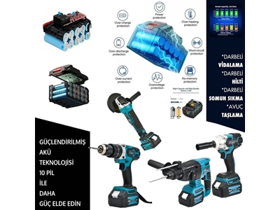 Şarjlı Kırıcı Delici Somun Sıkma Taşlama Ve Vidalama Matkap 4Lü Set Takım - 6