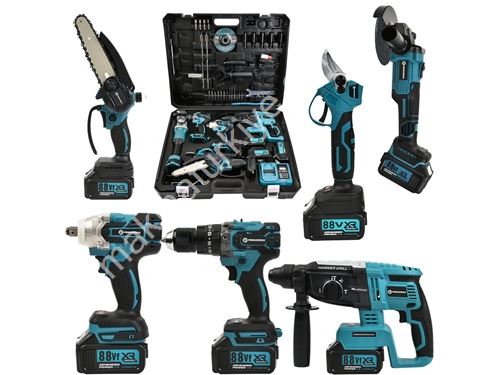 Akülü 88V 5Ah 125Mm Avuç Taşlama Kırıcı Delici Somun 6'Lı Set Makina