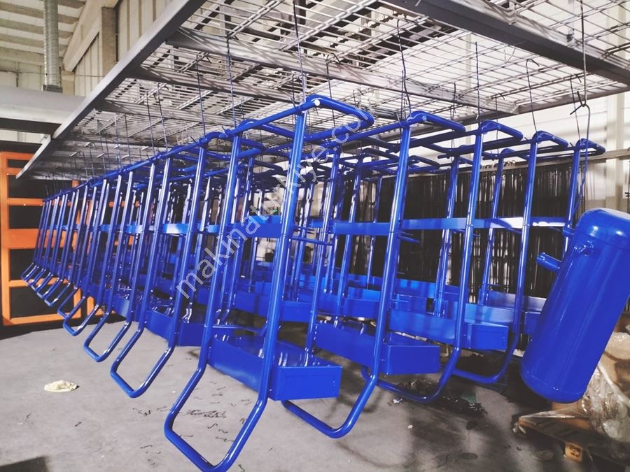 Hazır Müşterisiyle Devren Üstten Paletli, Üstten Konveyörlü Toz Boya Tesisi