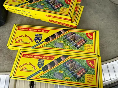 45 Cm Galvaniz Kaplama Çelik Mangal Alemin Mangalı 30'Lu Kebap Şişi