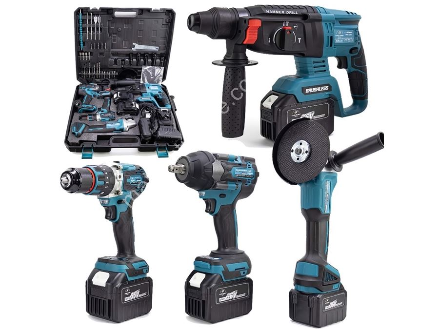 Professional 15-Battery Cordless Brushless 4-piece Hand Tool Set
