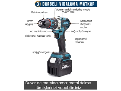 Professional 15-Battery Cordless Brushless 4-piece Hand Tool Set - 3