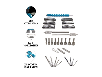 Perceuse à percussion sans fil à batterie double 88V 5Ah 84 pièces - 2