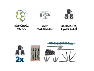 Akülü Kömürsüz Motor 2'li El Aleti Seti - 2
