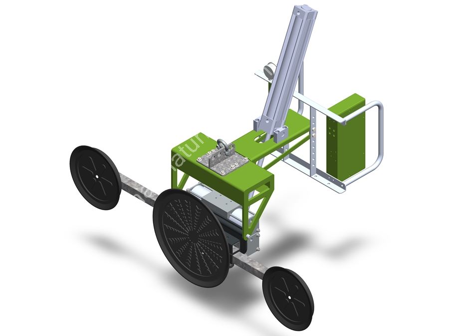Système compact de levage par aspiration avec fonction de basculement et de rotation, capacité de charge verticale de 300 kg