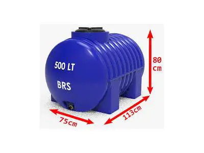 500 Litre Yatay Plastik Su Deposu Mavi
