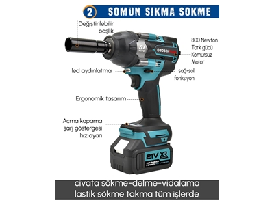 Profesyonel 21V 2Ah Akülü 4Lü Set El Aleti Setleri - 2