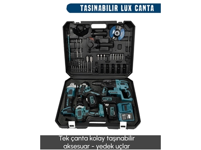 Profesyonel 21V 2Ah Akülü 4Lü Set El Aleti Setleri - 6