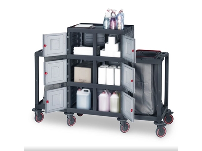 Plastik Temizlik Malzeme Arabası (53x184x136 cm) - 1