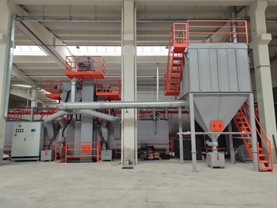 122 kW 8 Turbine Suspended Continuous Sandblasting Machine - 0