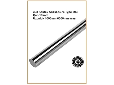  Ø 10 mm 303 Kalite Paslanmaz Çelik Çubuk - 0