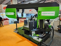 580×1050 mm Çift Yönlü Açılı Kesim Sütunlu Yarı Otomatik Şerit Testere Makinası 