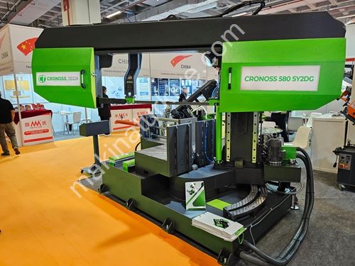 580×1050 mm Çift Yönlü Açılı Kesim Sütunlu Yarı Otomatik Şerit Testere Makinası 