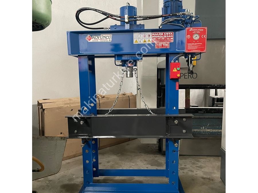 Hydraulics Brand 100 Ton Motorized Column Traveling Hydraulic Workshop Press