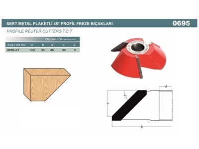 45' Profil Freze Bıçağı 0695-01 D140 D30 Z3 - 2