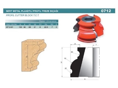 Lame de fraisage de profil 0712-01 130X68x30 Z3 - 2