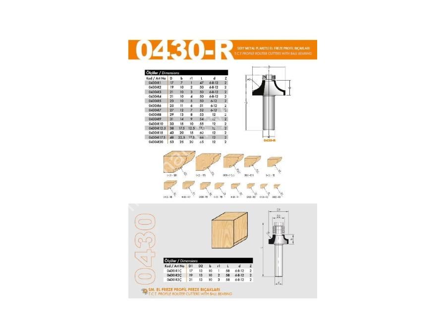 Lame de fraise à rayon diamanté à roulement 29X13x55 430-R8