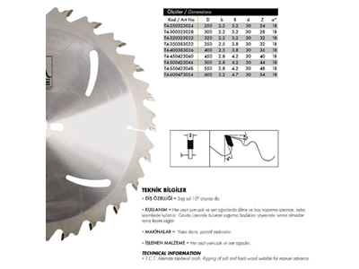 Scie à bois avec forme de denture BG pour métaux durs 320X3.2/2.2X30 Z=32 - 2