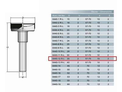 Elmas Uçlu Tas Menteşe Matkabı Sol Dönüş 0440-12L - 2