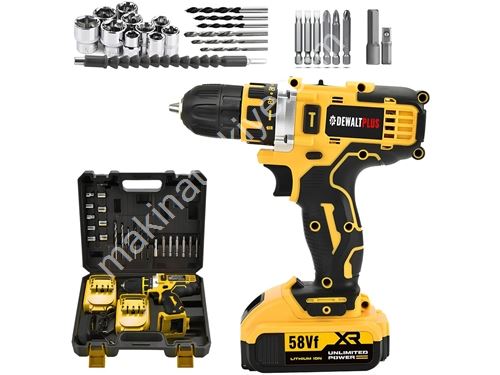 Akülü 24 Parça 58VF Vidalama Matkap Seti Çift Batarya