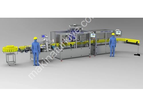 Otomatik Şişe Sıvı Dolum, Kapaklama Ve Etiketleme Makinası