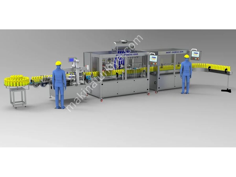 Otomatik Şişe Sıvı Dolum, Kapaklama Ve Etiketleme Makinası