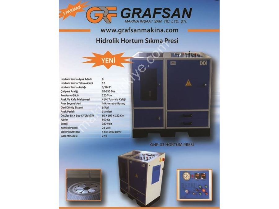 3/16 İnç Hidrolik Hortum Sıkma Presi