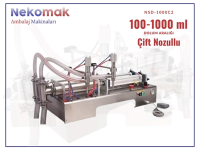 100-1000 ml Çift Nozullu Yarı Otomatik Sıvı Dolum Makinası - 3