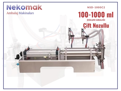 100-1000 ml Çift Nozullu Yarı Otomatik Sıvı Dolum Makinası - 0