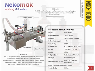 200–1500 ml Tek Nozullu Yarı Otomatik Sıvı Dolum Makinası Hakkında - 3