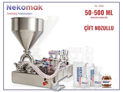 50–500 ml Çift Nozullu Yarı Otomatik Yüksek Viskoziteli Sıvı Dolum Makinası - 0