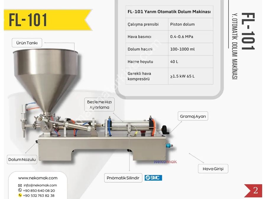 100–1000 ml Tek Nozullu Yüksek Viskoziteli Yarı Otomatik Sıvı Dolum Makinası