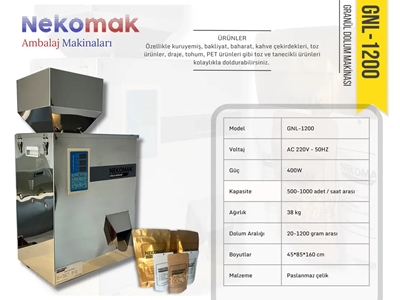 20-1200 g Terazili Granül Toz Dolum Makinası - 2