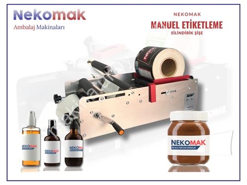 10-180 mm Çap Manuel Silindirik Şişe Etiketleme Makinası