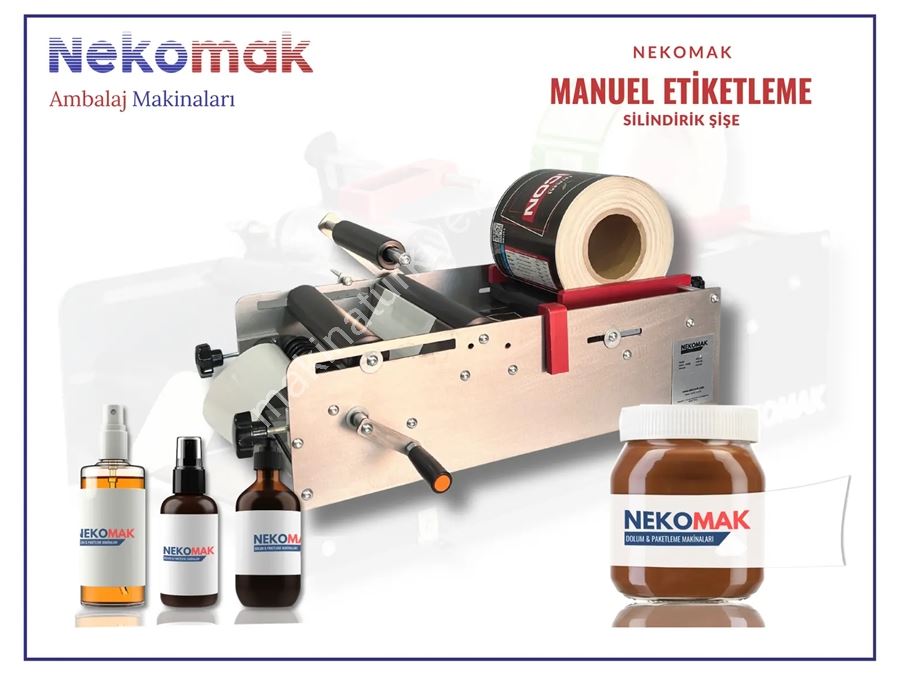 10-180 mm Çap Manuel Silindirik Şişe Etiketleme Makinası