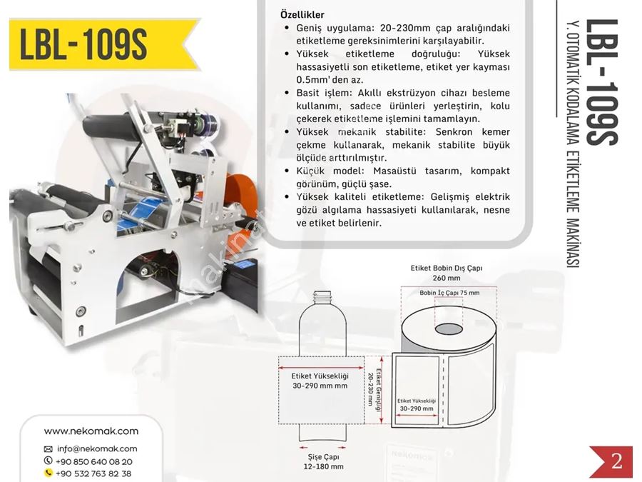 Geniş Tip Kodlamalı Yarı Otomatik Şeffaf Etiket Şişe Etiketleme Makinası