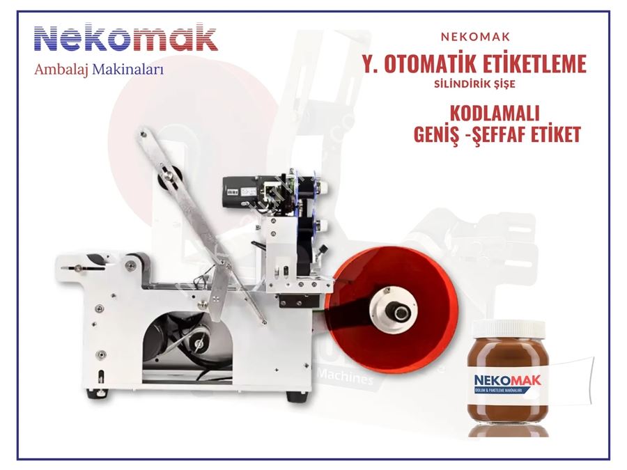 Geniş Tip Kodlamalı Yarı Otomatik Şeffaf Etiket Şişe Etiketleme Makinası