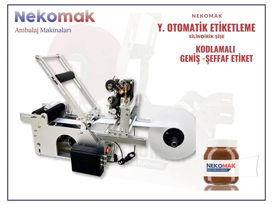 Geniş Tip Kodlamalı Yarı Otomatik Şeffaf Etiket Şişe Etiketleme Makinası