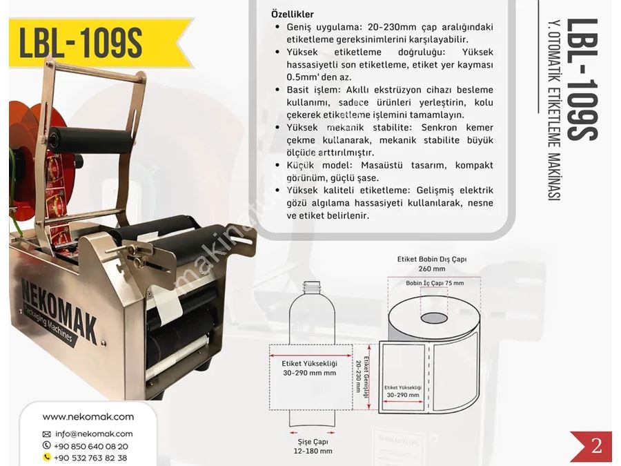 Geniş Tip Yarı Otomatik Şeffaf Etiket Şişe Etiketleme Makinası