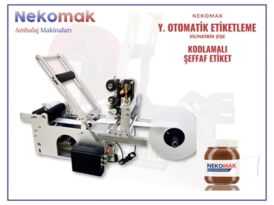 Yarı Otomatik Kodlamalı Şeffaf Etiket Silindirik Şişe Etiketleme Makinası - 1