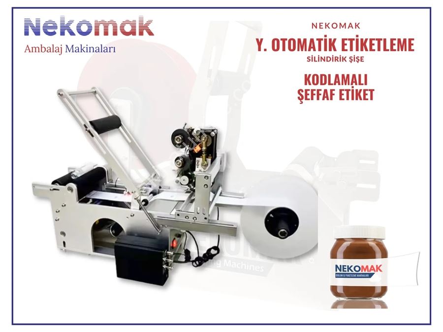 Yarı Otomatik Kodlamalı Şeffaf Etiket Silindirik Şişe Etiketleme Makinası