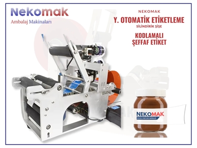 Yarı Otomatik Kodlamalı Şeffaf Etiket Silindirik Şişe Etiketleme Makinası - 2