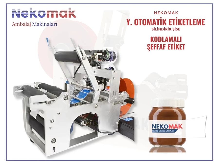 Yarı Otomatik Kodlamalı Şeffaf Etiket Silindirik Şişe Etiketleme Makinası