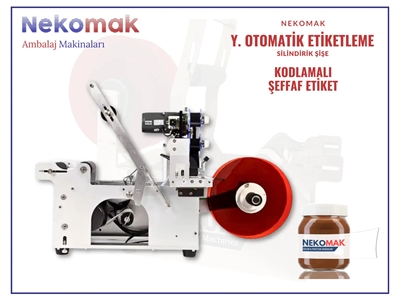 Yarı Otomatik Kodlamalı Şeffaf Etiket Silindirik Şişe Etiketleme Makinası - 0