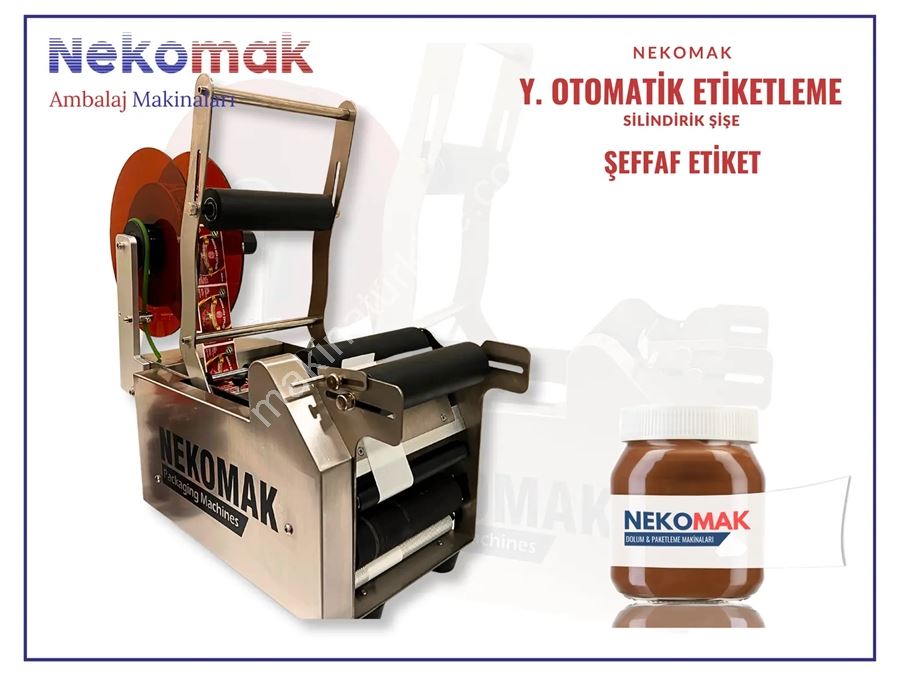 Yarı Otomatik Şeffaf Etiket Silindirik Şişe Etiketleme Makinası